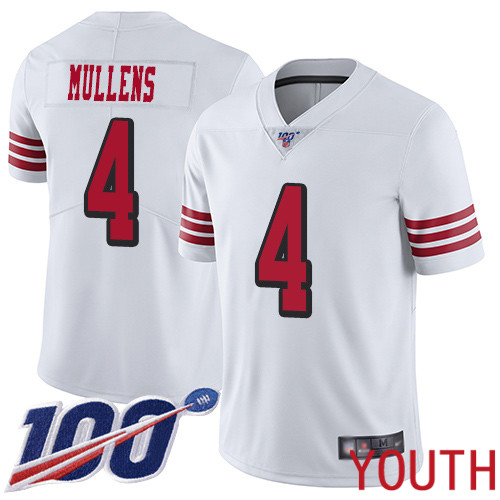 San Francisco 49ers Limited White Youth Nick Mullens NFL Jersey #4 100th Season Rush Vapor Untouchable->youth nfl jersey->Youth Jersey